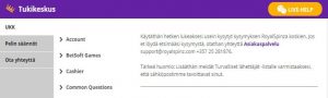 Asiakaspalvelu ja live-chat sekä muut yhteydet